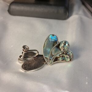 P19. Vintage Mexico 925 Sterling Silver Abalone Inlay Screw Back Earrings